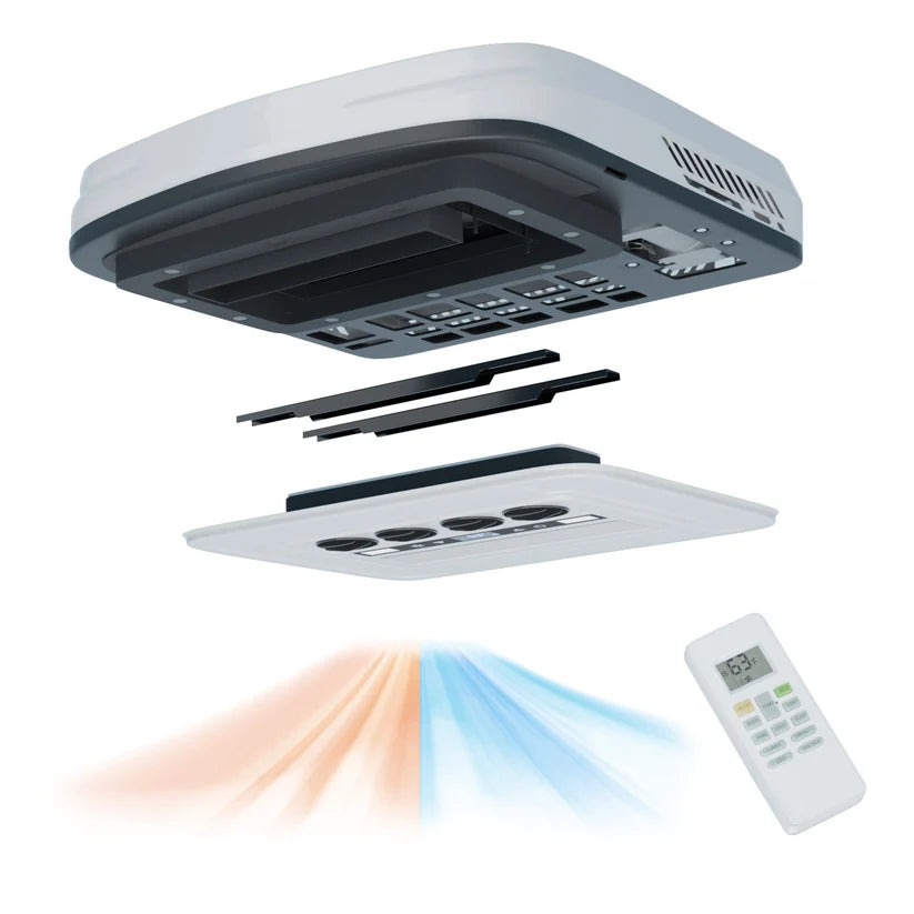 12V 10000 BTU Rooftop RV Air Conditioner, Top Mounted Heating and Cooling AC Set